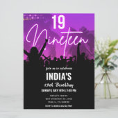 19歳の誕生日パーティー ピンクネオン招待状 招待状 (スタンド正面)