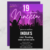 19歳の誕生日パーティー ピンクネオン招待状 招待状 (正面/裏面)