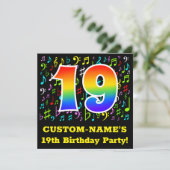 19歳の誕生日パーティー：楽しい音楽のシンボル、虹の19 招待状 (スタンド正面)