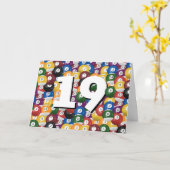 19歳の誕生日プレゼントのビリヤードボール カード (黄色い花)