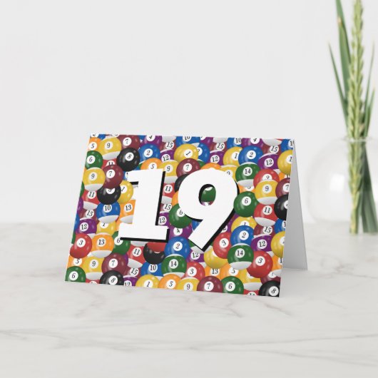 19歳の誕生日プレゼントのビリヤードボール カード (正面)