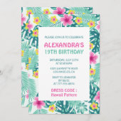 19歳の誕生日招待状トロピカルハワイフローラ 招待状 (正面/裏面)