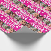 19歳の誕生日3枚の写真ピンクの娘のラッピング ラッピングペーパー (角)