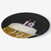 19歳の誕生日 黒い紙皿のビール ペーパープレート (アングル)