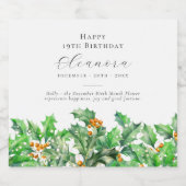 19歳の誕生日 12月の誕生花 柊 スパークリングワインラベル (シングルラベル)
