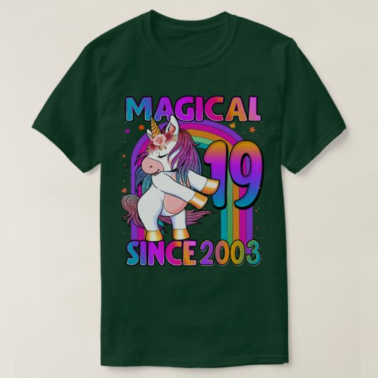 19歳ユニコーン浮き19誕生日少女U Tシャツ (デザイン正面)