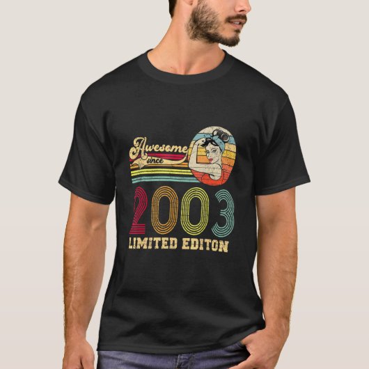 19歳レトロ素晴らし2003年19日誕生 Tシャツ (正面)