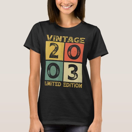 19歳レトロ2003年19誕生日 Tシャツ (正面)