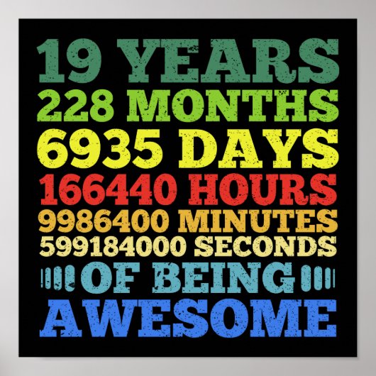 19歳ヴィンテージ19誕生日228カ月 ポスター (正面)
