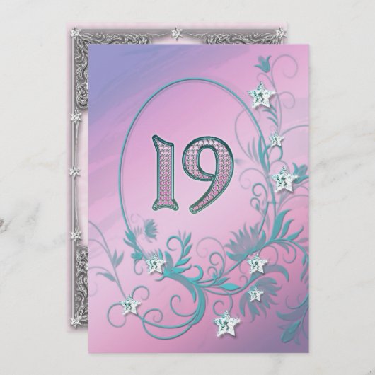 19歳誕生日パーティーの招待 招待状 (正面/裏面)