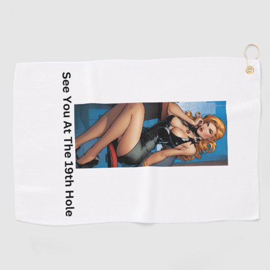 19番ホールでお会いしよう ゴルフタオル (横)