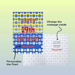 19番目の誕生日に円パターンの名前を追加 カード