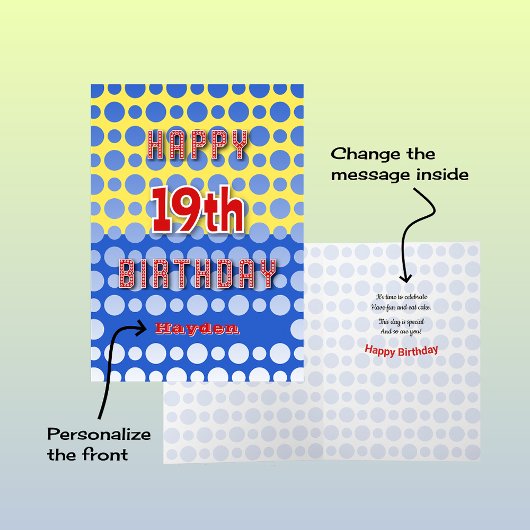 19番目の誕生日に円パターンの名前を追加 カード