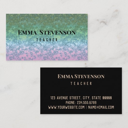 19緑 – ピンク、抽象芸術、パターン、ピンク、緑 名刺 (正面/裏面)