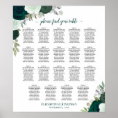 19表エメラルドフローラシック結婚シーティングチャート ポスター (正面)