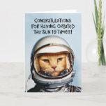 19誕生日おもしろい宇宙猫 カード<br><div class="desc">19おもしろい歳の方の19誕生日グリーティングカード</div>