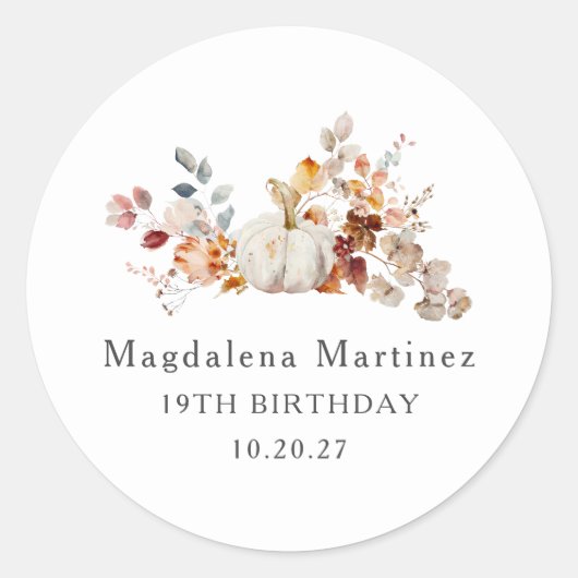 19誕生日かぼちゃ秋フラワー封筒用シール ラウンドシール (正面)