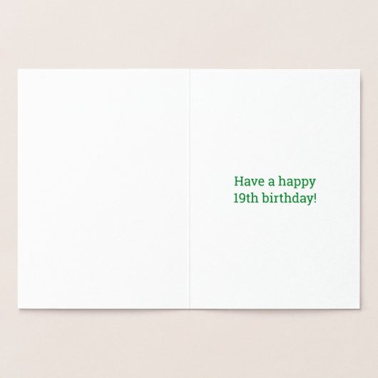 19誕生日はっきりした:「19歳！」 ゴールドフォイルカード 箔カード (内部)
