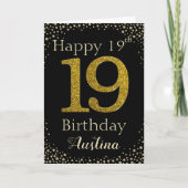 19誕生日ゴールデングリッターカード カード (正面)