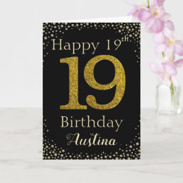 19誕生日ゴールデングリッターカード カード