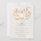 19誕生日サプライズパーティーホワイトパンプキン秋 招待状 (正面)