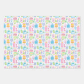 19誕生日パステルピンクケーキプレゼントバルーン ラッピングペーパーシート (正面3)