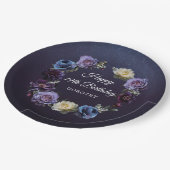 19誕生日パーソナライズされたムーディパープル花 ペーパープレート (アングル)