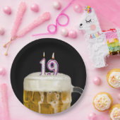 19誕生日ビールオンブラック紙プレート ペーパープレート (パーティー)