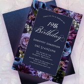 19誕生日ムーディパープルフラワー招待状 招待状