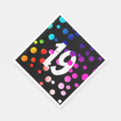 19誕生日レインボンドットオンブラック スタンダードランチョンナプキン (角)