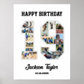 19誕生日周年記念19フォトコラージュ ポスター (正面)