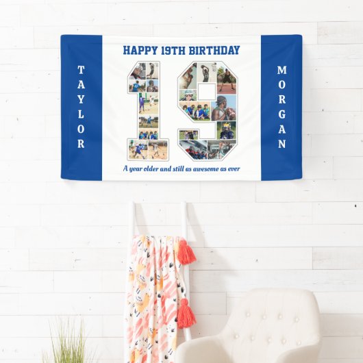 19誕生日周年記念19フォトコラージュ 横断幕 (インサイチュ)