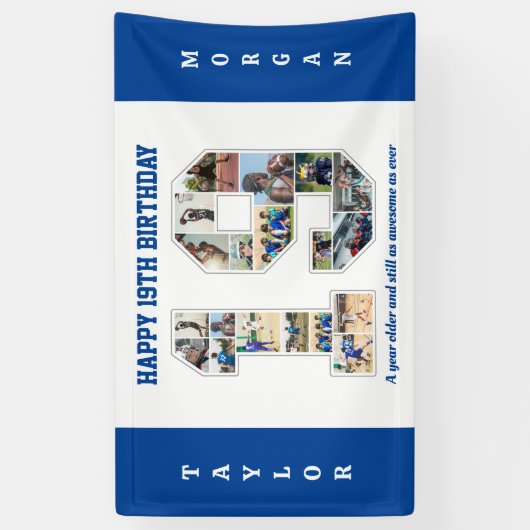 19誕生日周年記念19フォトコラージュ 横断幕 (縦)