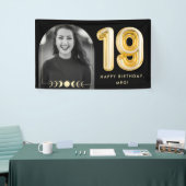 19誕生日天空金ゴールドバルーンフォトバナー 横断幕 (トレードショー)