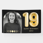 19誕生日天空金ゴールドバルーンフォトバナー 横断幕 (横)