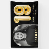 19誕生日天空金ゴールドバルーンフォトバナー 横断幕 (縦)