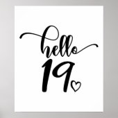 19誕生日女性こんにちは19かわいい19歳 ポスター (正面)