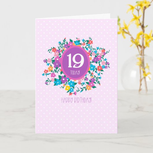 19誕生日花と水玉模様カード カード (黄色い花)