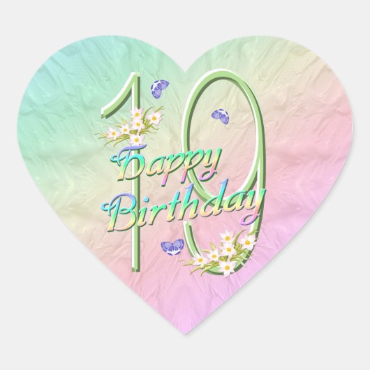 19誕生日蝶と虹ハートスティック ハートシール (正面)