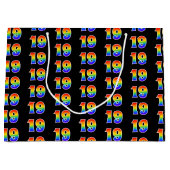 19誕生日:おもしろいレインボーイベント第19パターン ラージペーパーバッグ (正面)