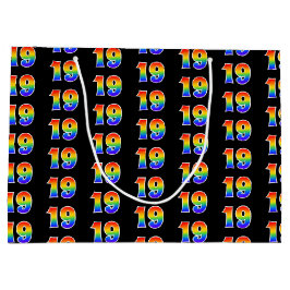 19誕生日:おもしろいレインボーイベント第19パターン ラージペーパーバッグ