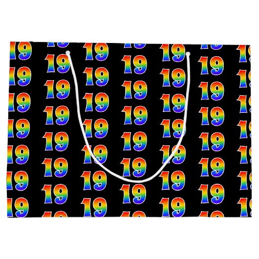 19誕生日:おもしろいレインボーイベント第19パターン ラージペーパーバッグ (裏面)