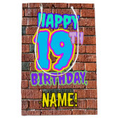 19誕生日:おもしろい、アーバングラフィティインスパイアルック ミディアムペーパーバッグ (正面)