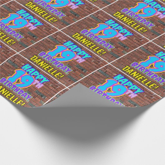 19誕生日:おもしろい、アーバングラフィティインスパイアルック ラッピングペーパー (角)