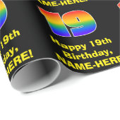 19誕生日:おもしろい、カラフルレインボーインスパイア# 19 ラッピングペーパー (ロールコーナー)