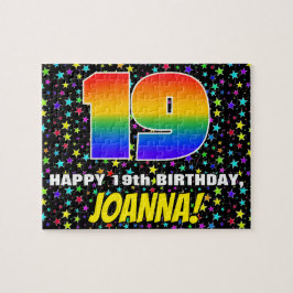 19誕生日:おもしろい、カラフル星野パターン ジグソーパズル