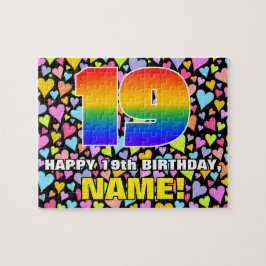19誕生日—おもしろい、愛するハートシェイプ+「19」 ジグソーパズル