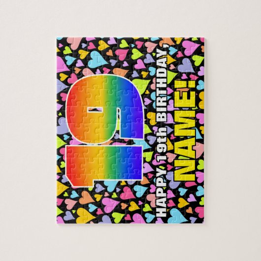 19誕生日—おもしろい、愛するハートシェイプ+「19」 ジグソーパズル (縦)