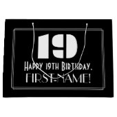 19誕生日~アールデコインスパイア見る"19" +名前 ラージペーパーバッグ (正面)