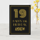 19誕生日:インスパイアアールデコの「19」の外観と名前 カード (黄色い花)